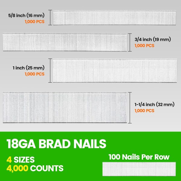 meite 18GA Galvanized Brad Nails 4‑Size Pack-1