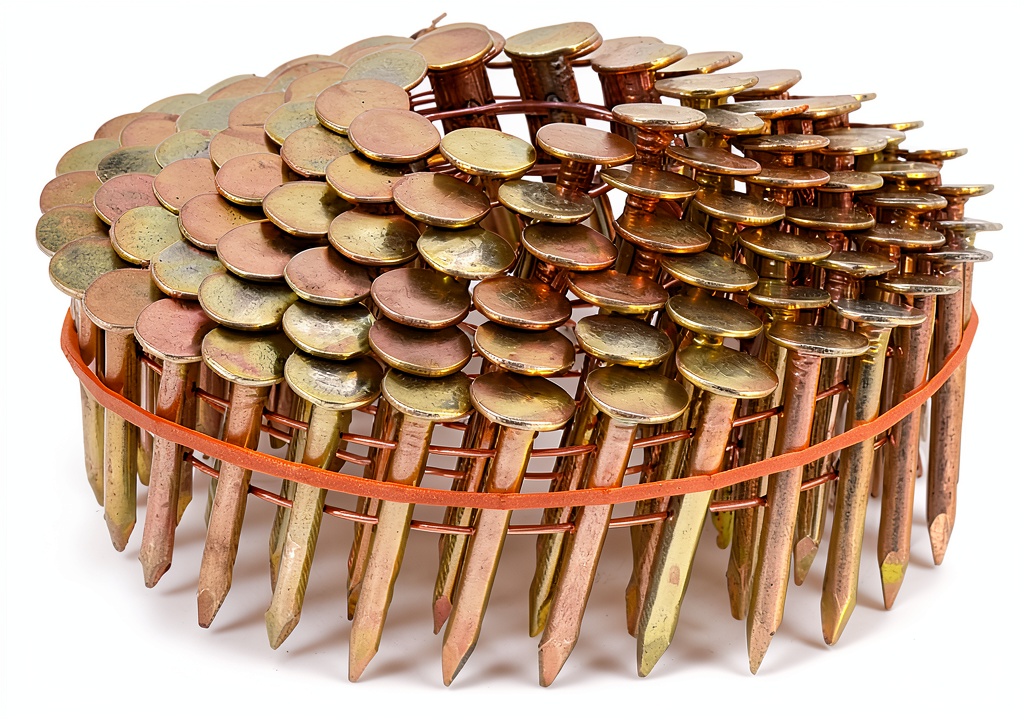BHTOP coil roofing nails in use on a roof