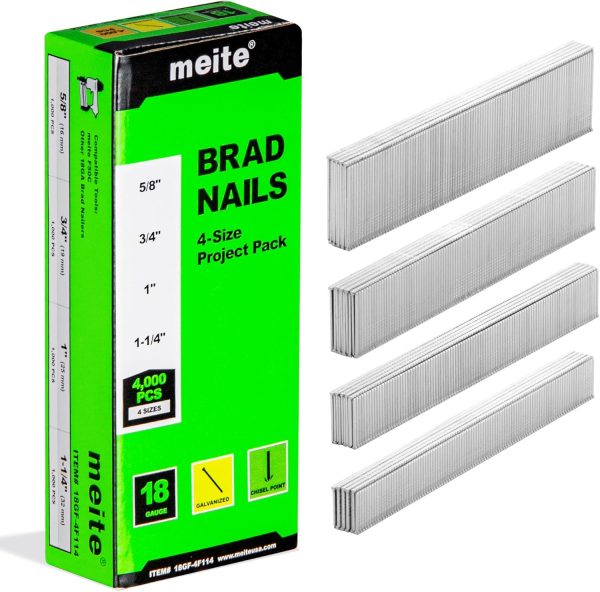 meite 18GA Galvanized Brad Nails 4‑Size Pack-0