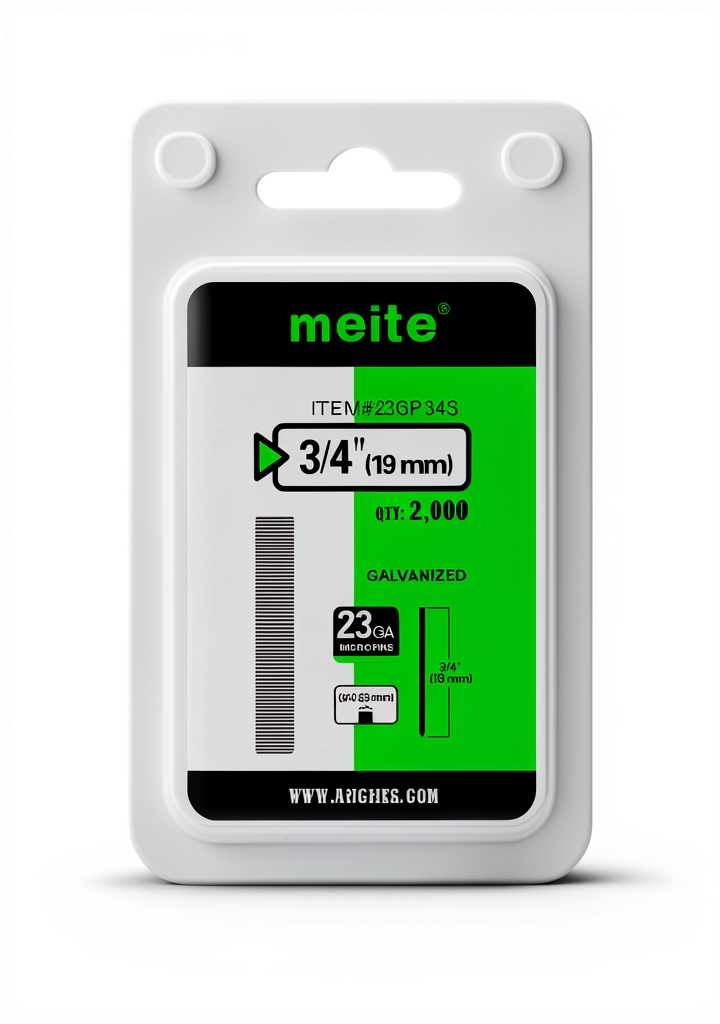 Meite pin nails in packaging with size options displayed